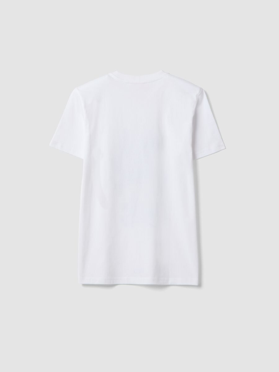 Boys' regular fit white pure cotton T-shirt with prints_1