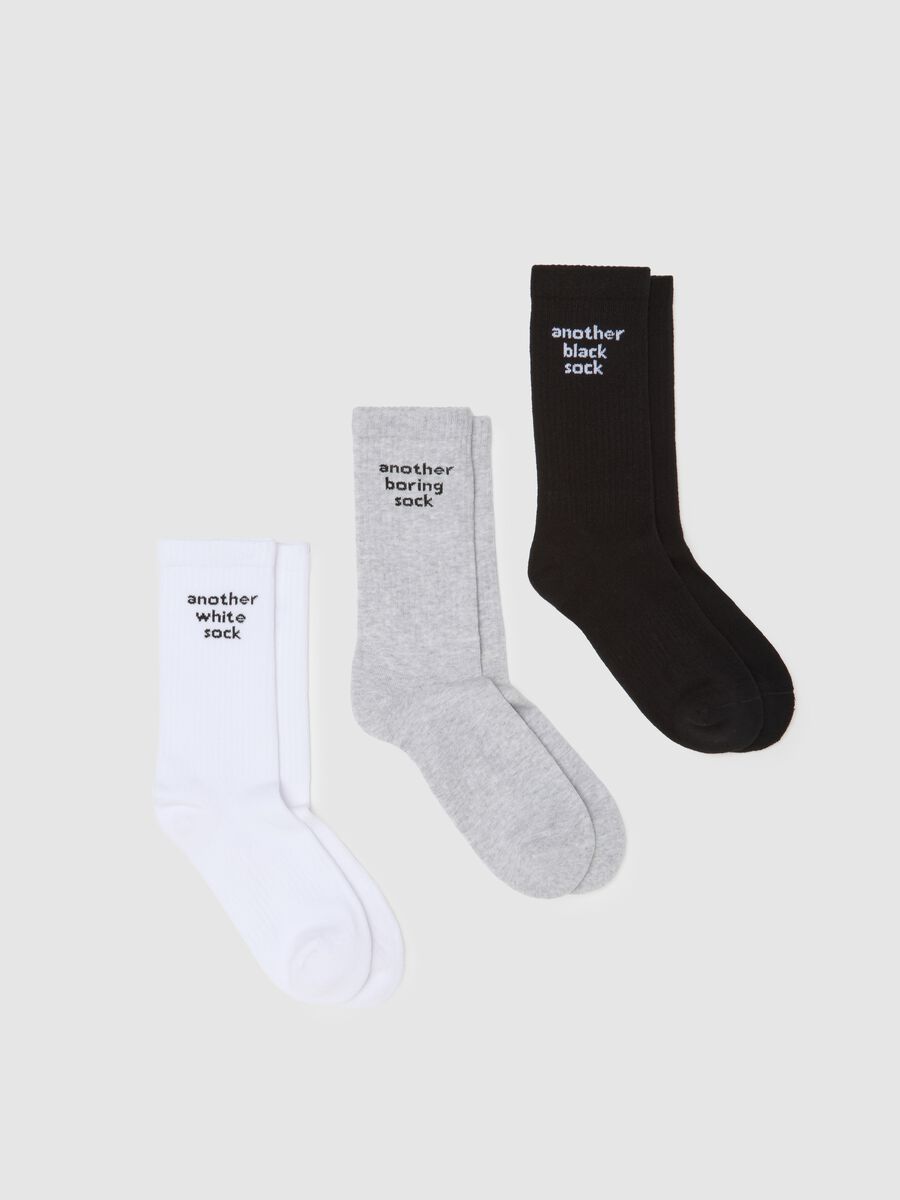 Multi-coloured sports socks tripack in stretch cotton_0