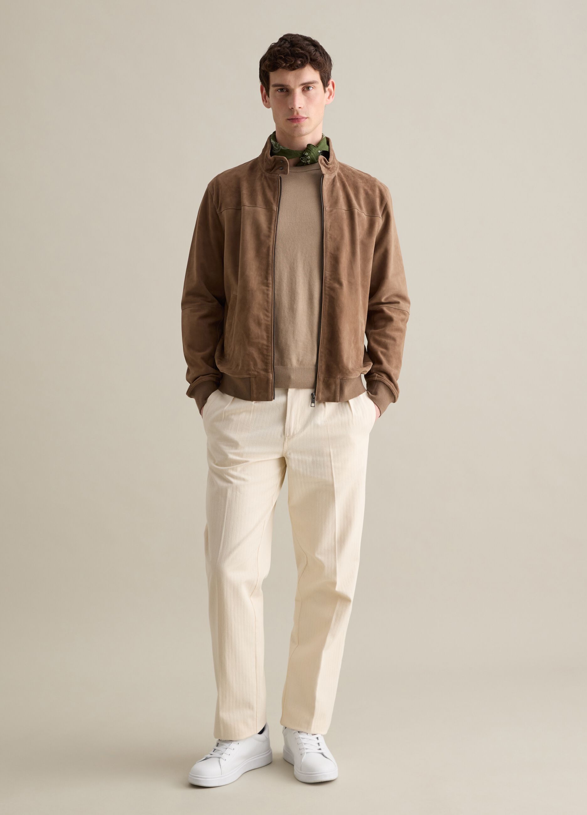 Bomber jacket in suede leather