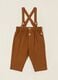 Brown cotton-linen blend trousers with suspenders_0