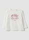 White organic cotton long-sleeve printed T-shirt for baby girl_0