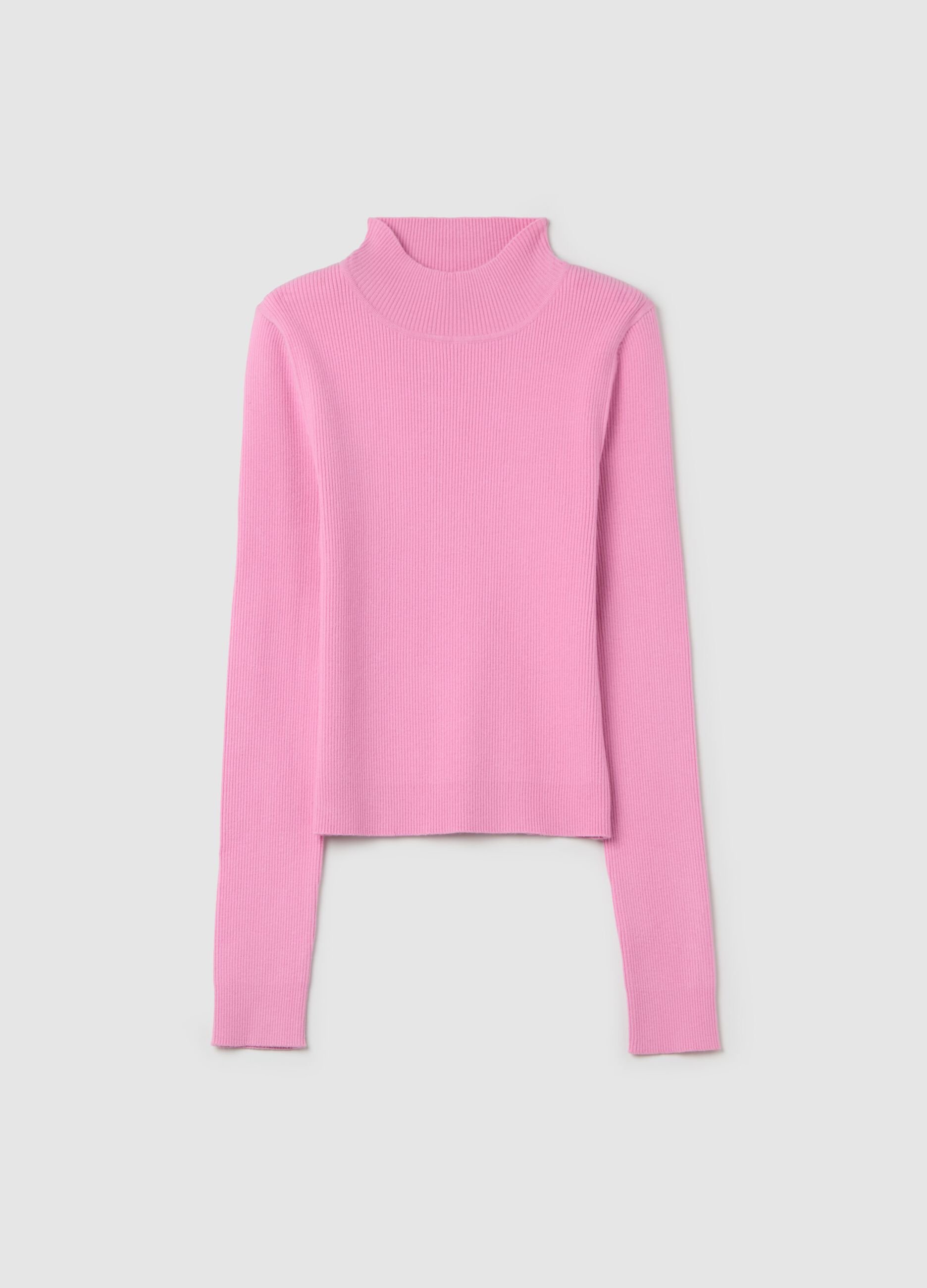 Maglia mock neck a costine