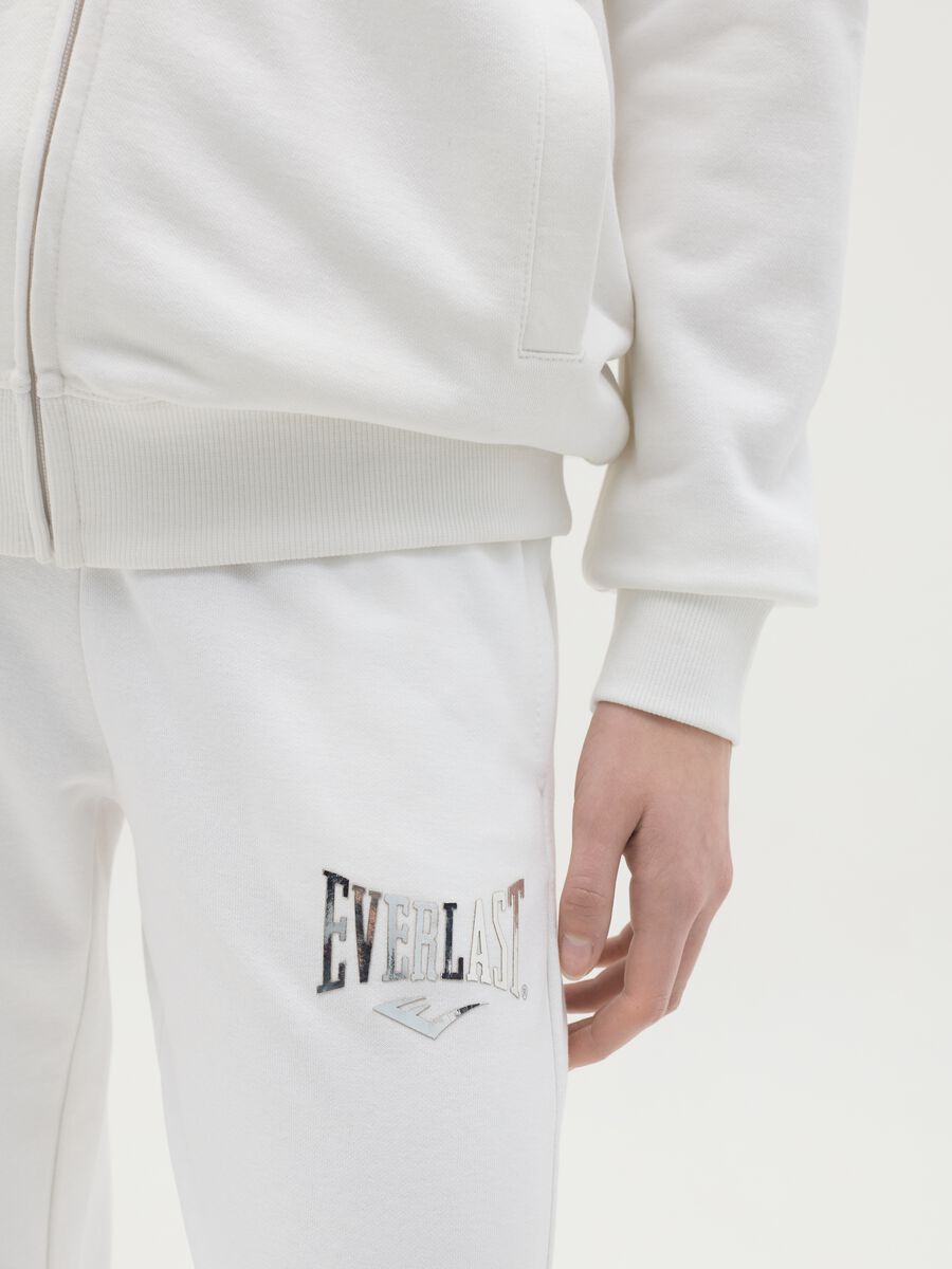 White flare joggers with drawstring and logo print_2