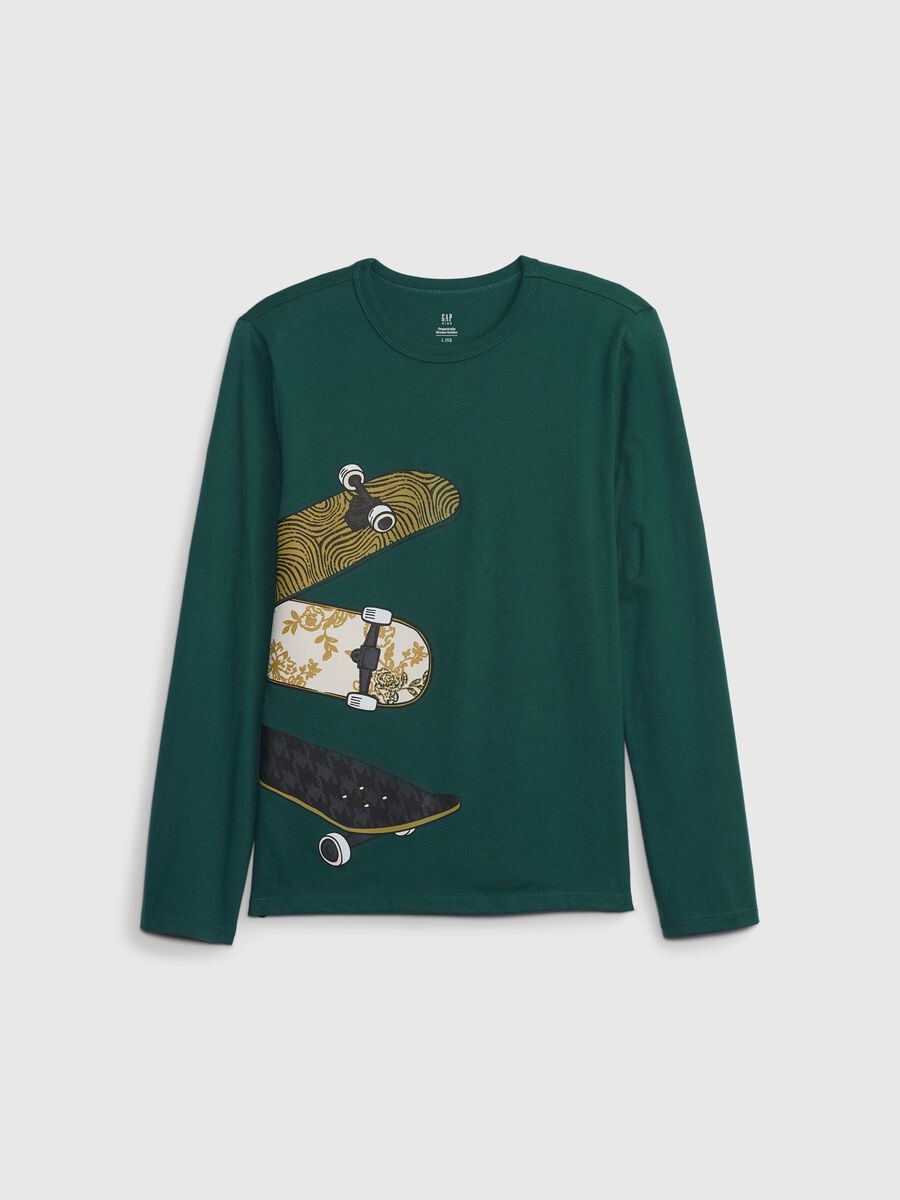 T-shirt a maniche lunghe con stampa_0