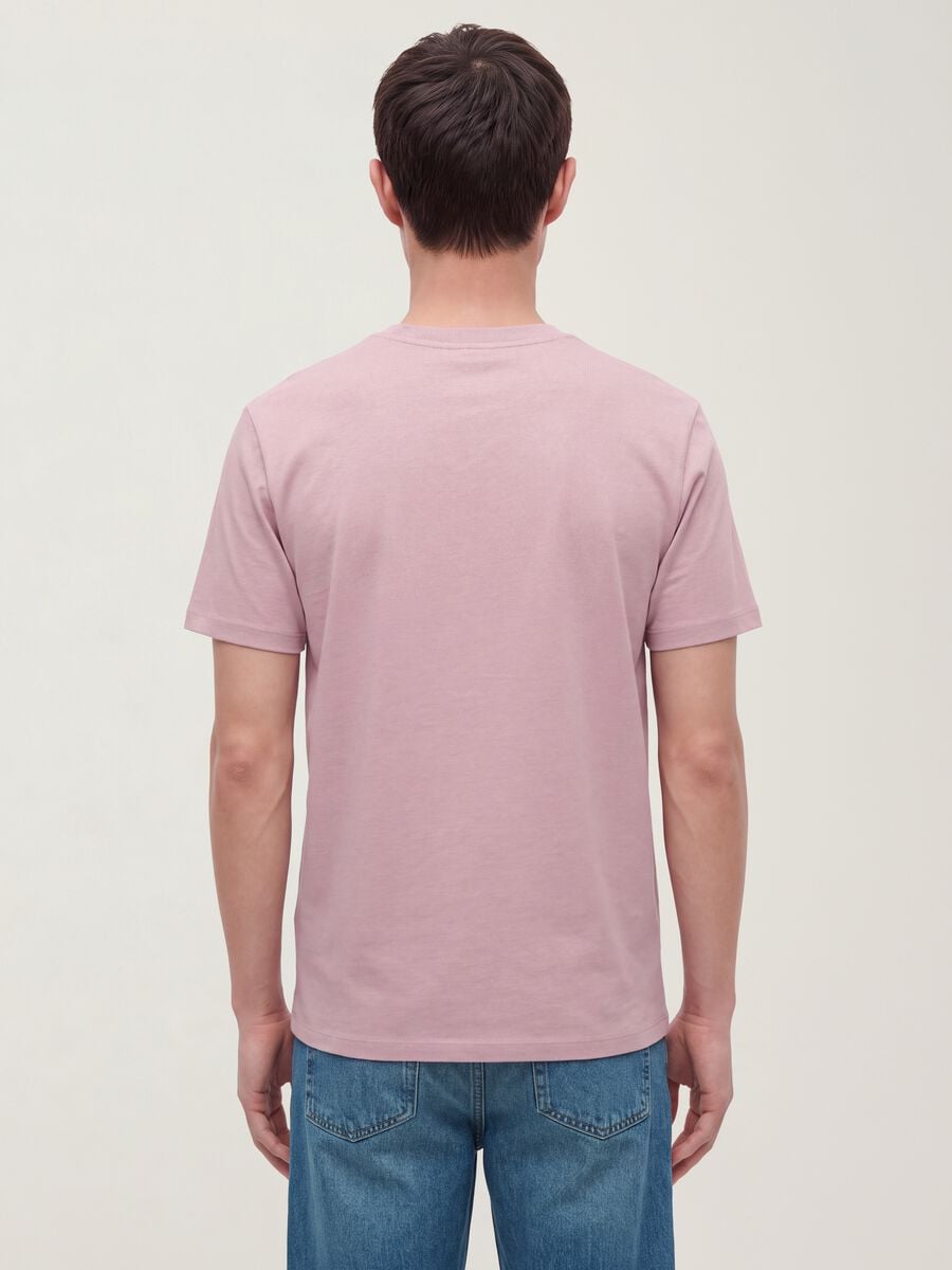 Purple mercerised pure cotton crew-neck T-shirt, regular fit_3