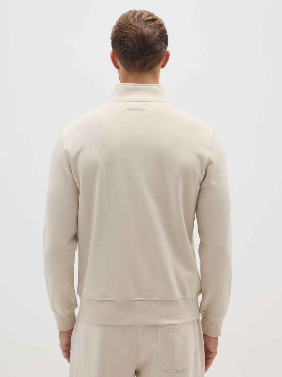 Beige cotton blend zip sweatshirt_2