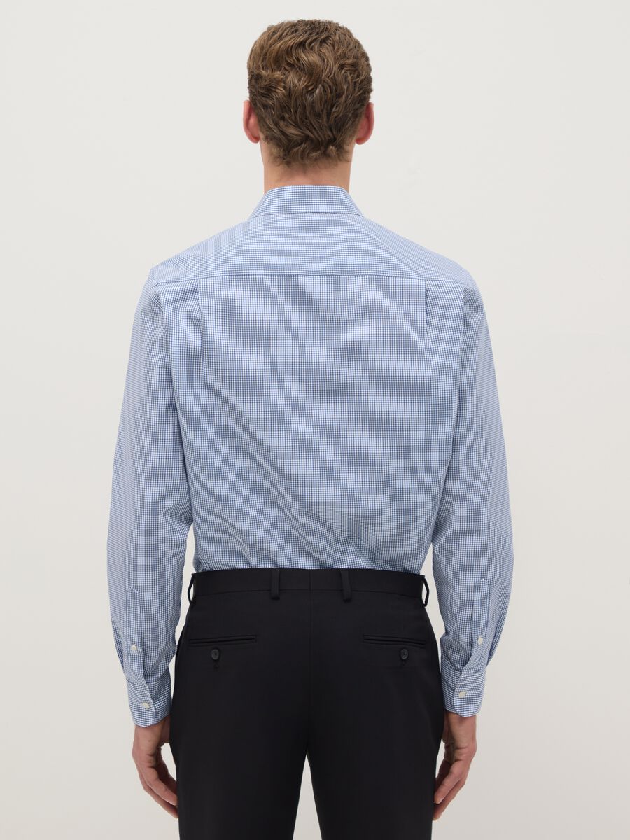 Light blue checked pure cotton regular fit easy iron shirt_2