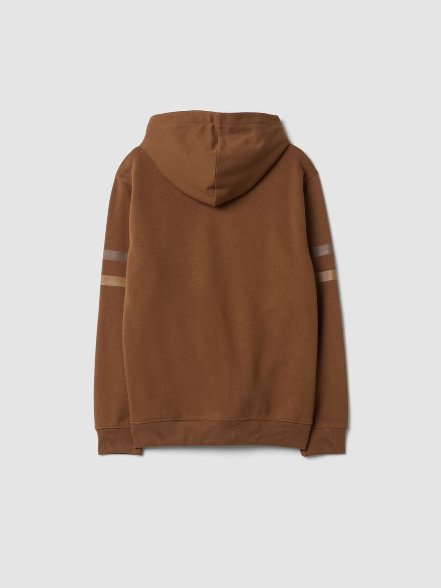 Felpa marrone in misto cotone con cappuccio relaxed fit_1