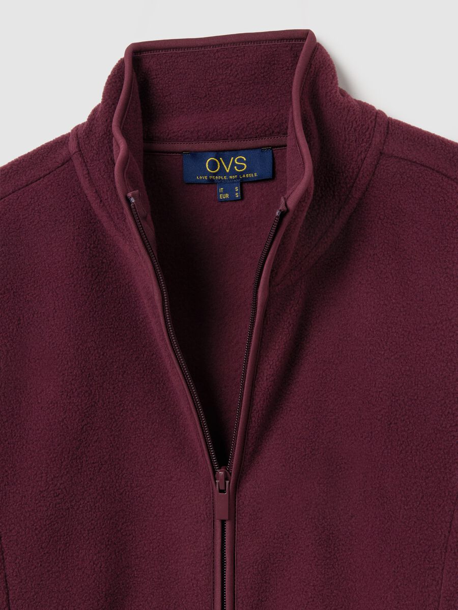 Red fleece sweatshirt with fitted fit and zip_5