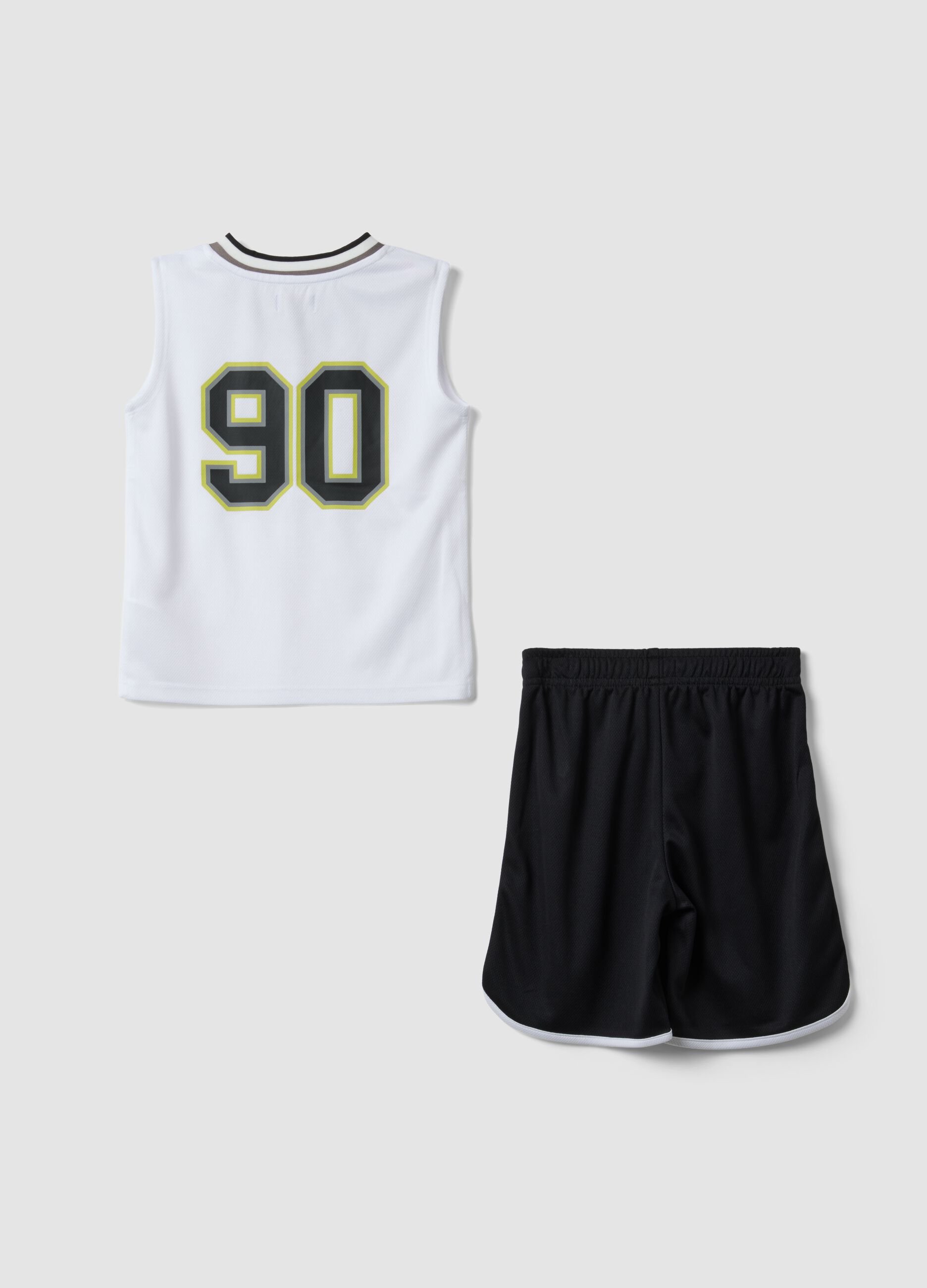 White and blue vest and shorts set