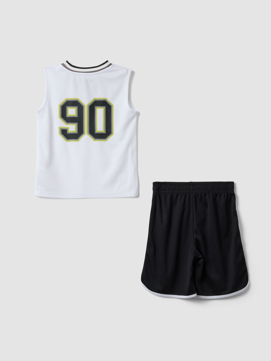 White and blue vest and shorts set_1