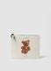 White teddy print pouch_0
