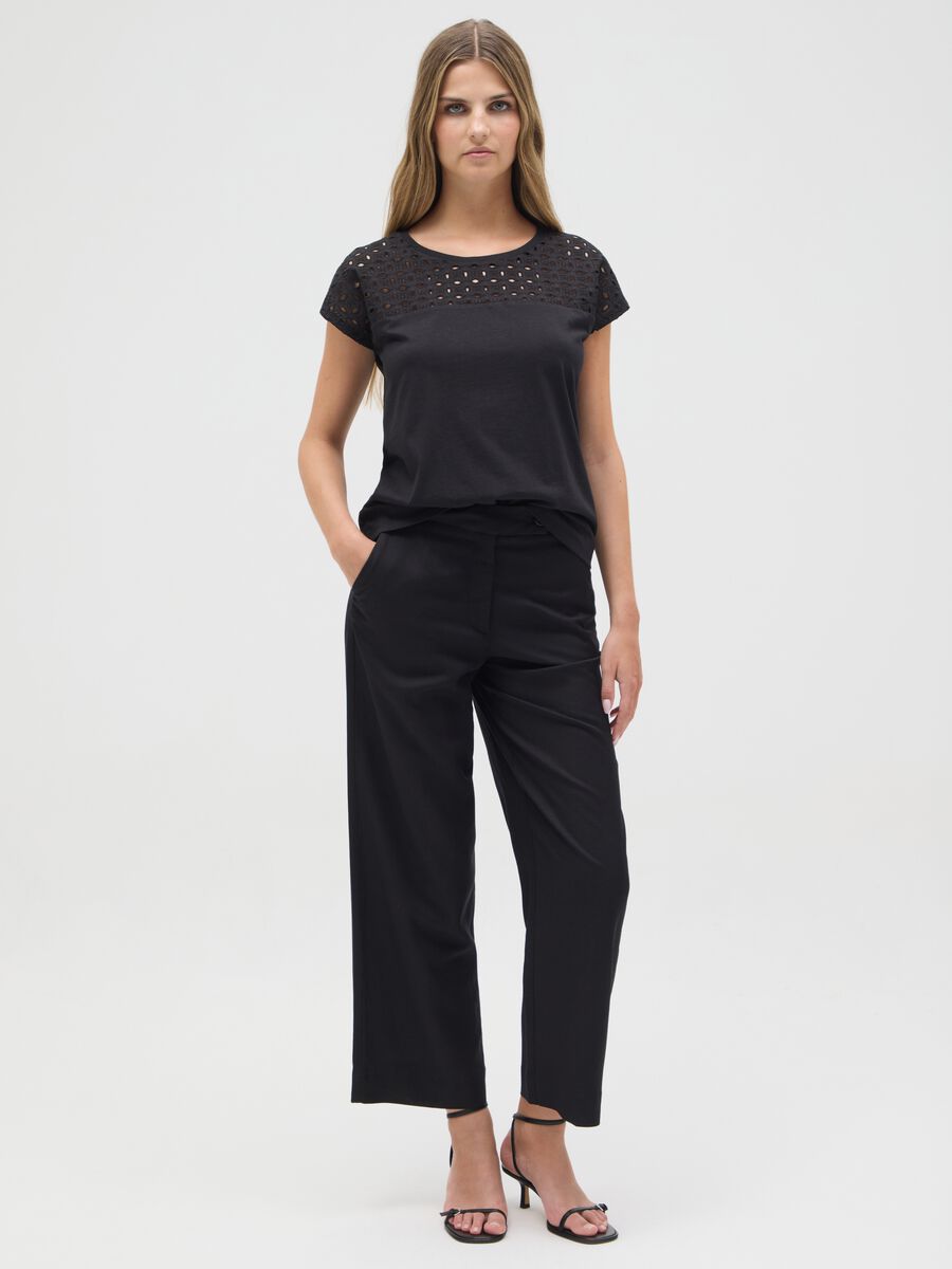 Women's black pure cotton regular fit T-shirt_1