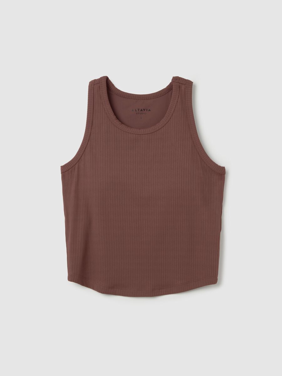 ALTAVIA STUDIO crop tank top in ribbed technical fabric_4