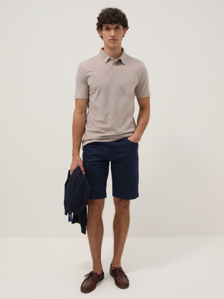 Polo beige in puro cotone a maniche corte_2