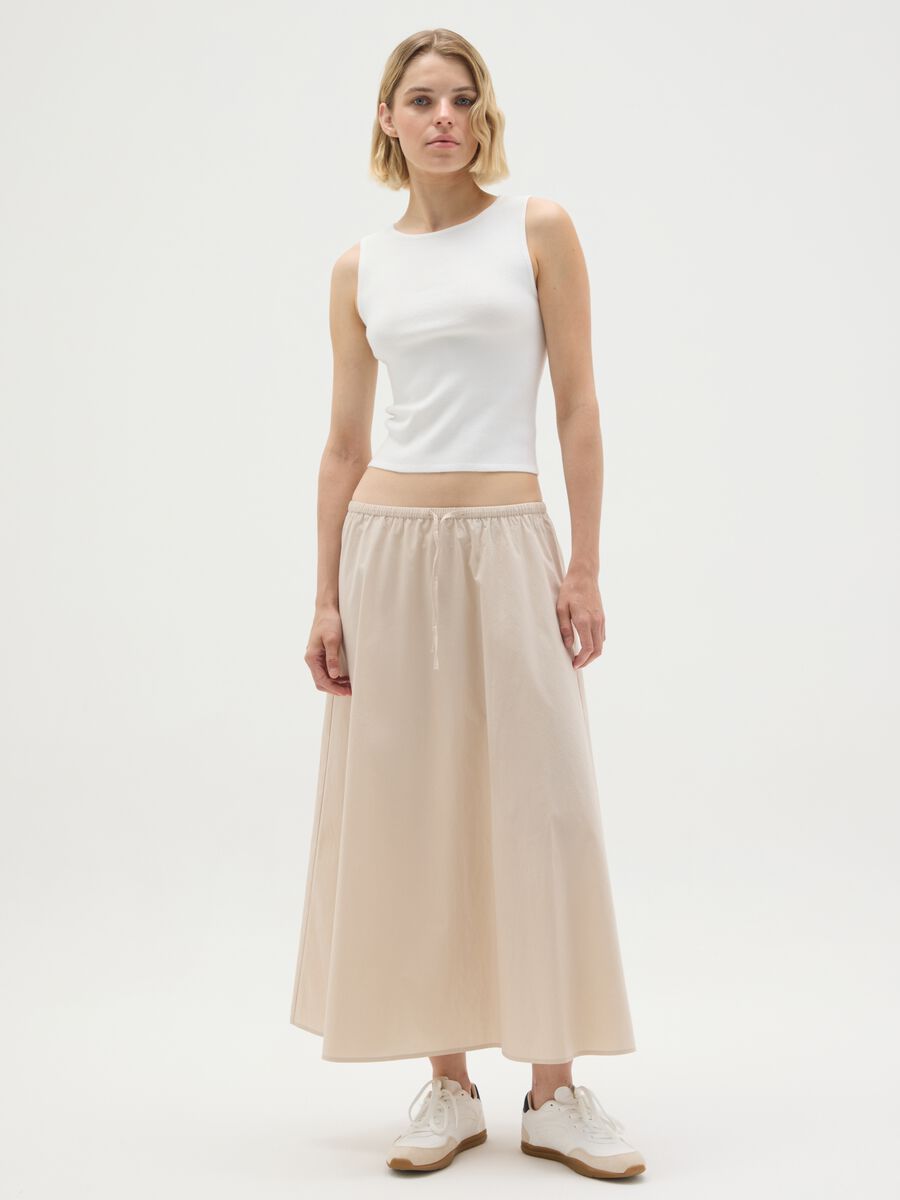 Women's Long Beige Pure Cotton Skirt_0