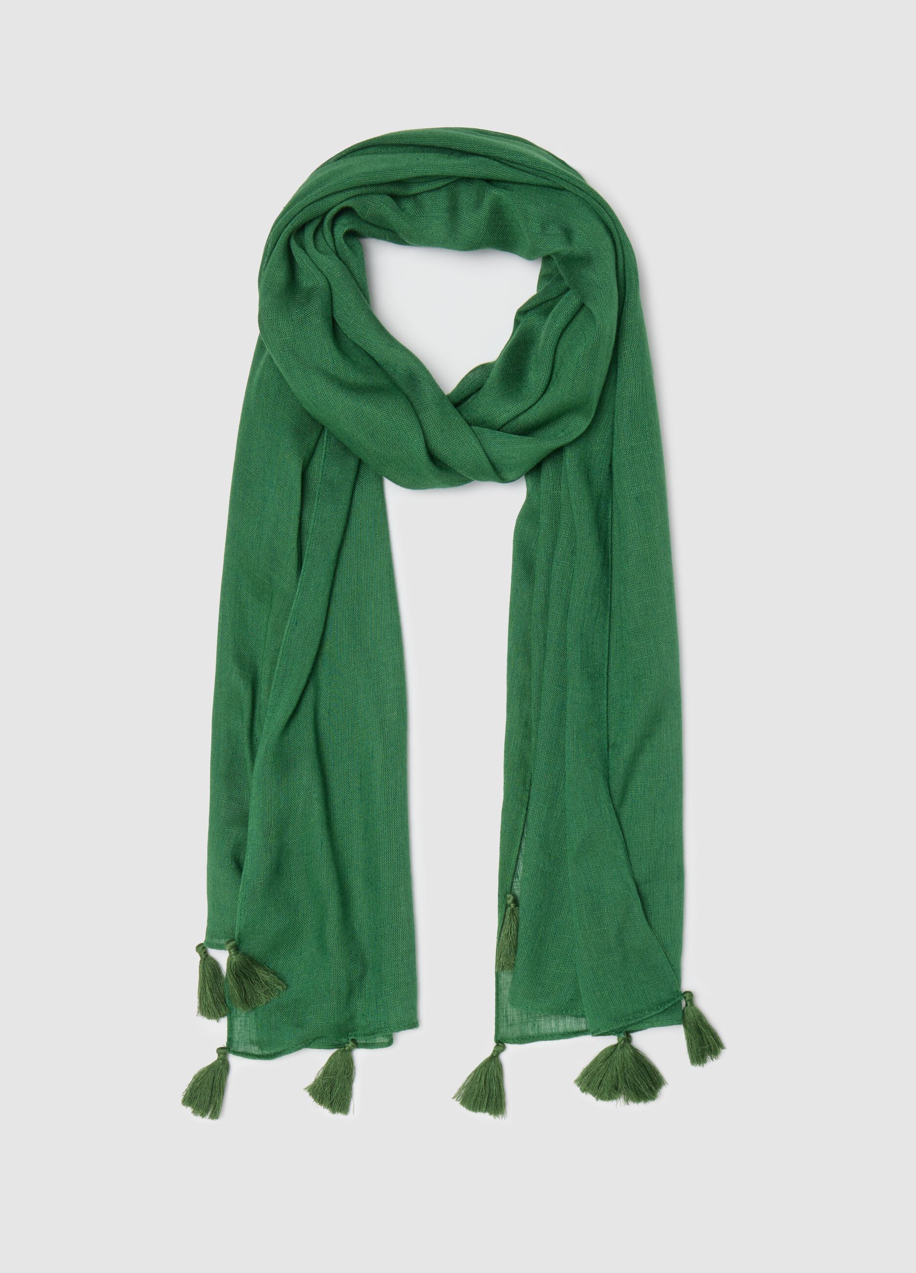 Sciarpa verde con nappine