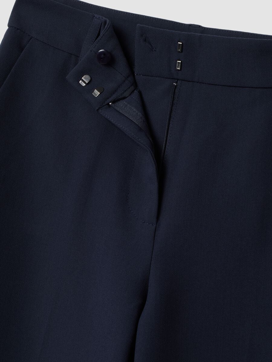 Pantaloni blu dritti in viscosa elasticizzato_6