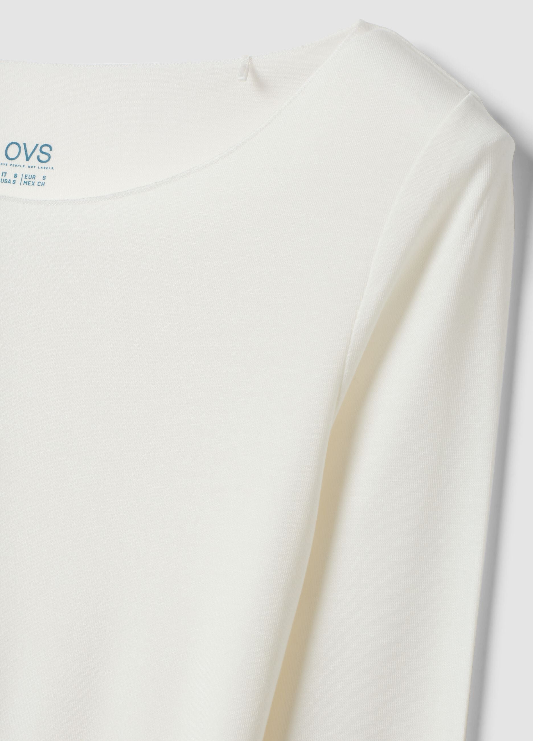 White stretch modal crew-neck T-shirt, regular fit