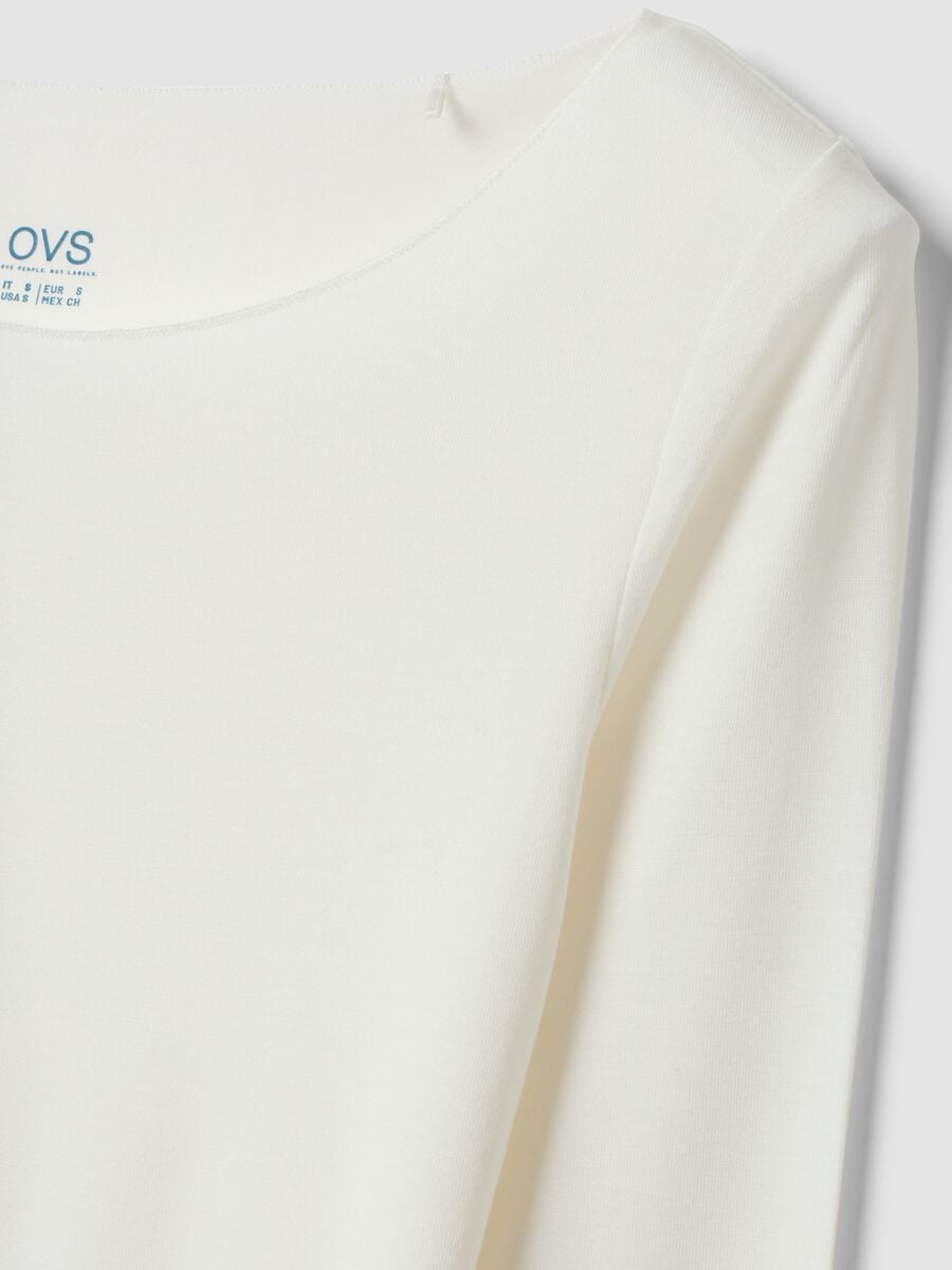 White stretch modal crew-neck T-shirt, regular fit_1
