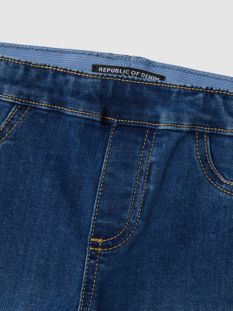 Girls' Blue Flare Fit Cotton Blend Jeggings_2