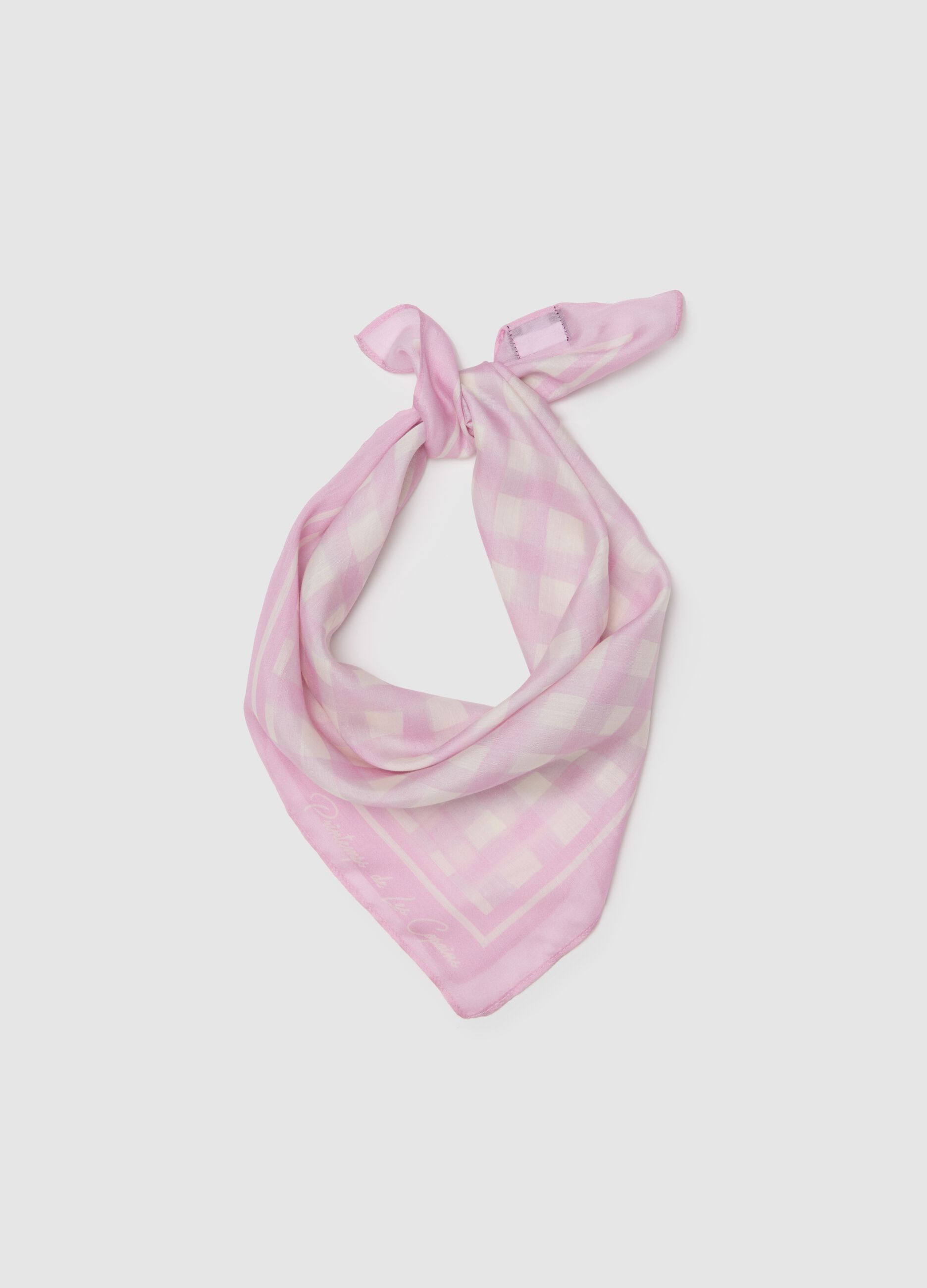 Multicoloured Checked Modal and Silk Scarf