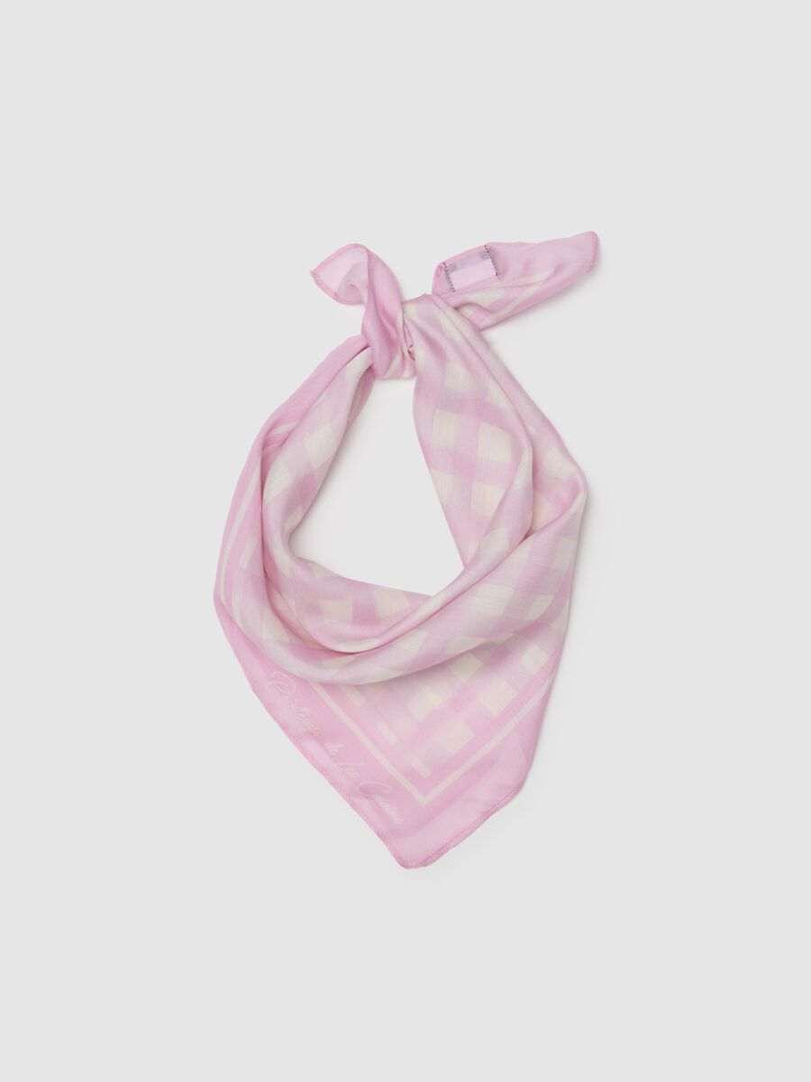 Foulard in modal e seta a quadri multicolor_0