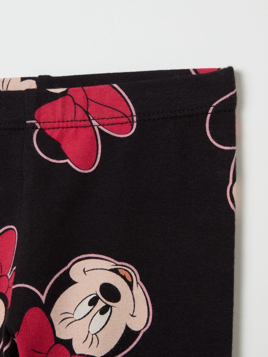 Stretch cotton leggings with Minnie Mouse print_2