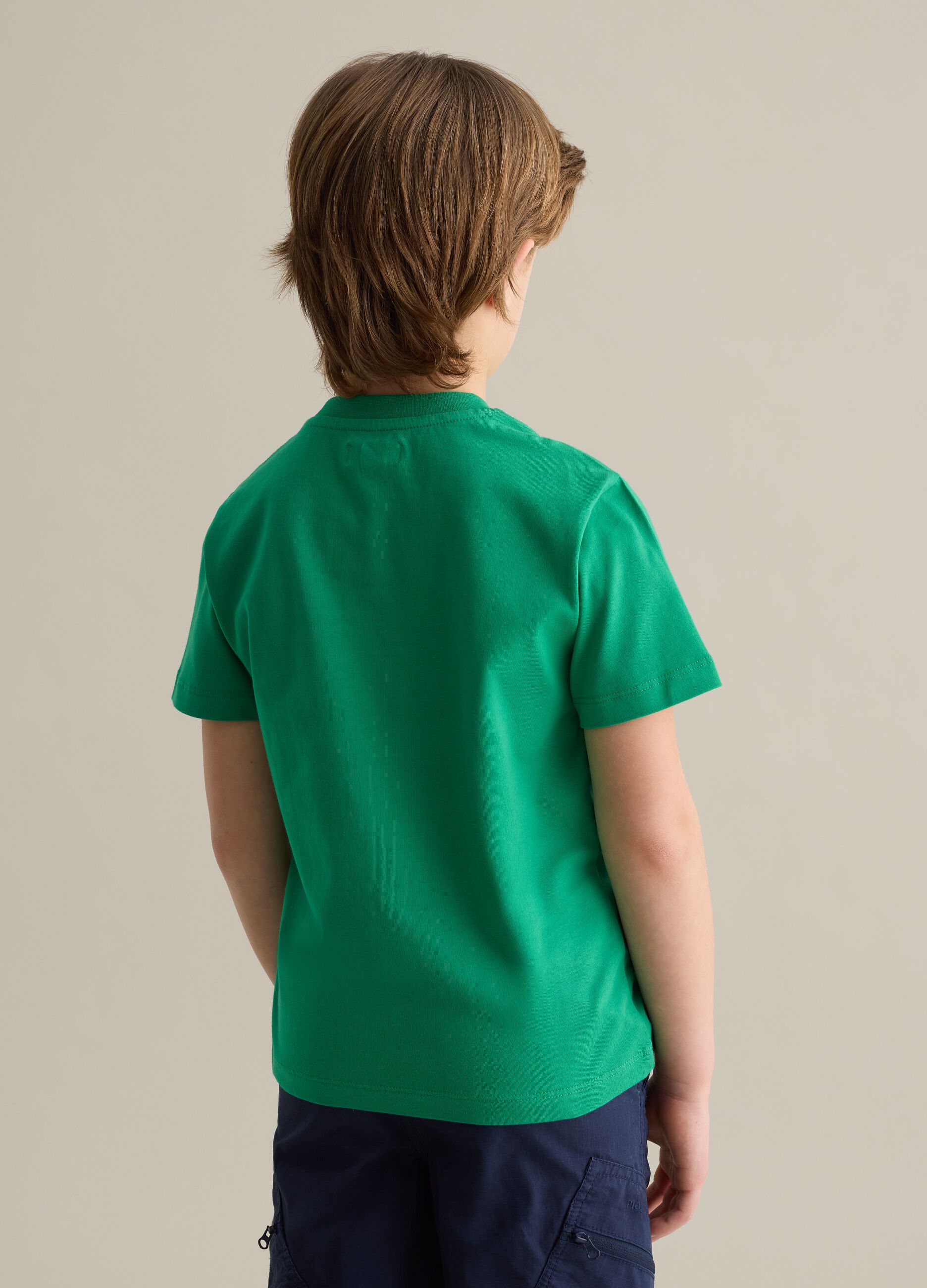 Cotton T-shirt with lettering embroidery