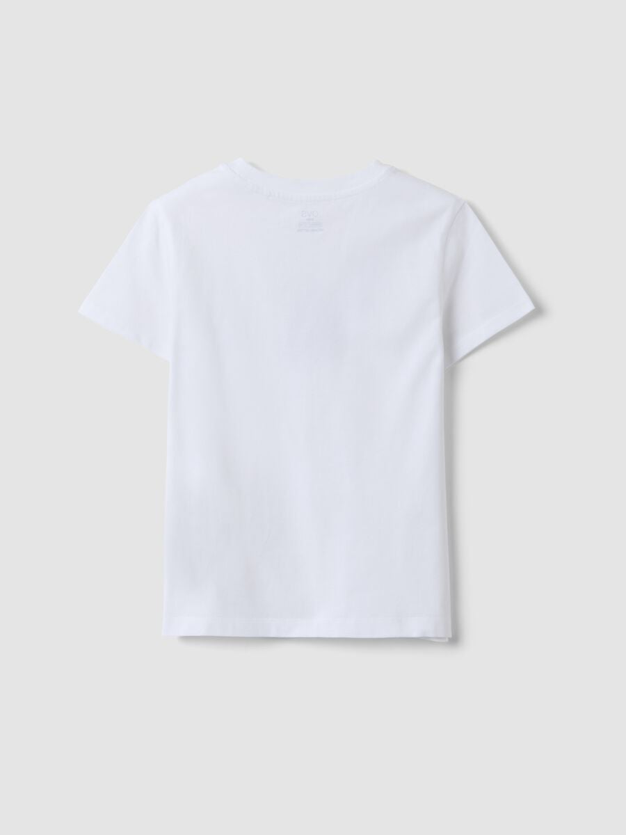 T-shirt bianca in puro cotone organico con grafica per ragazza_1