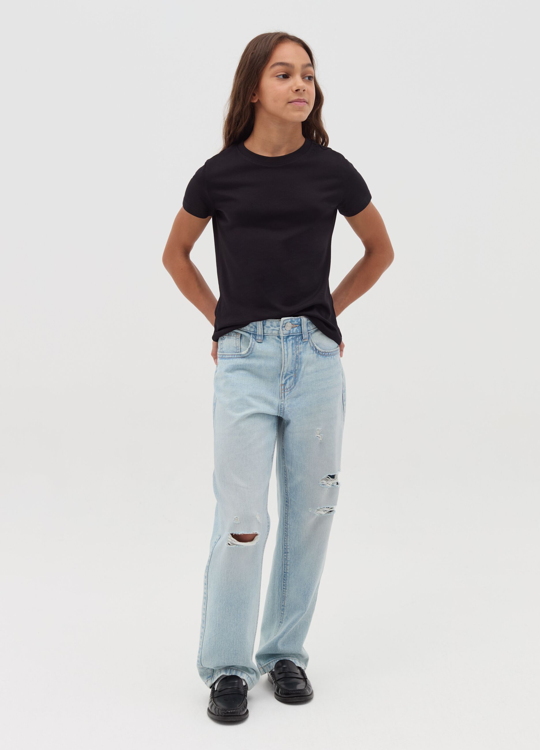 Jeans bimba strappati top