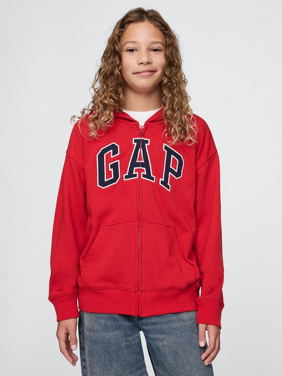 Felpa rossa con cappuccio e logo GAP_0