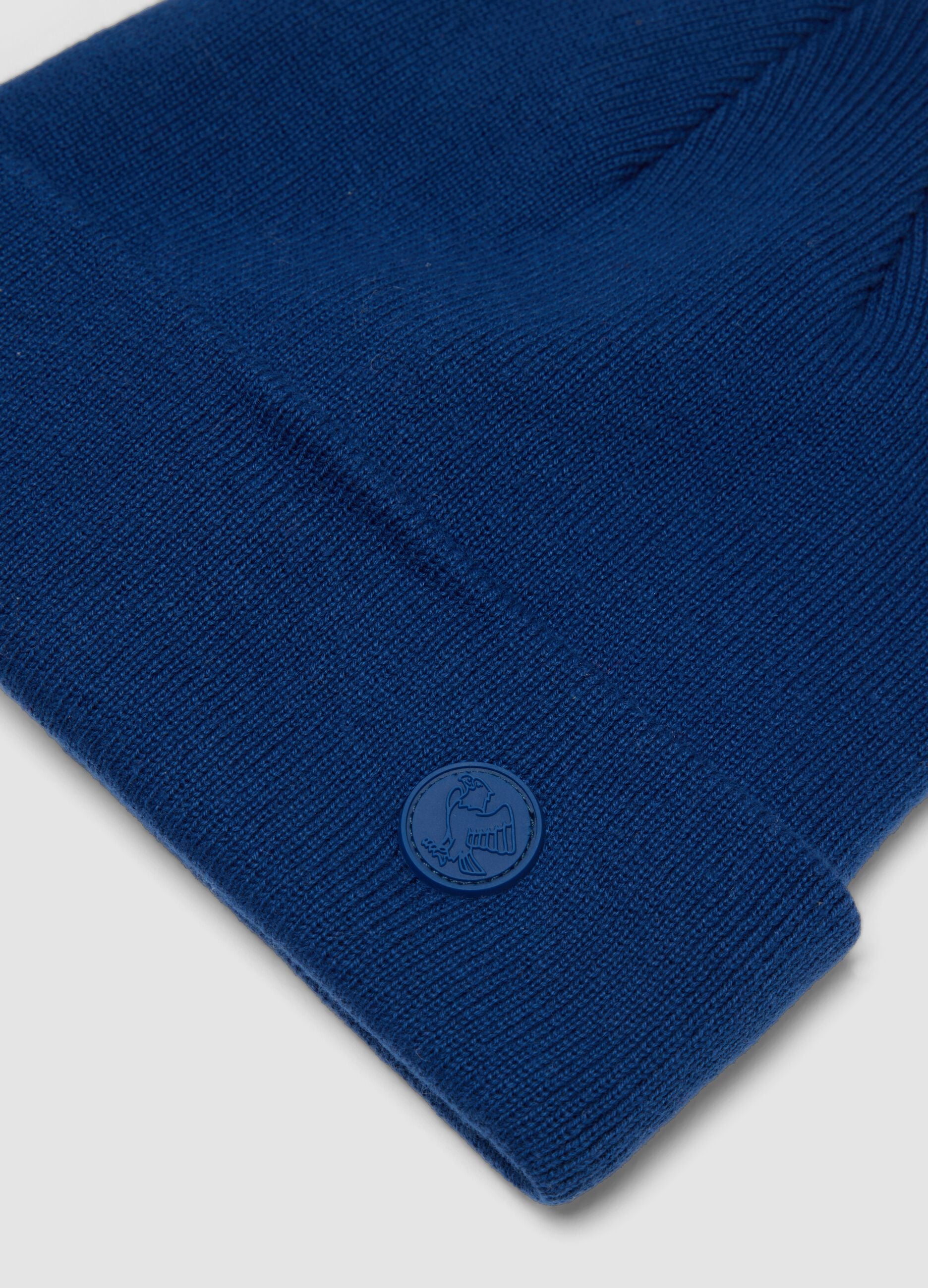Blue cotton-blend jersey knit beanie