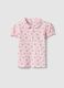 Polo in puro cotone rosa da bimba regular fit con motivo floreale_0