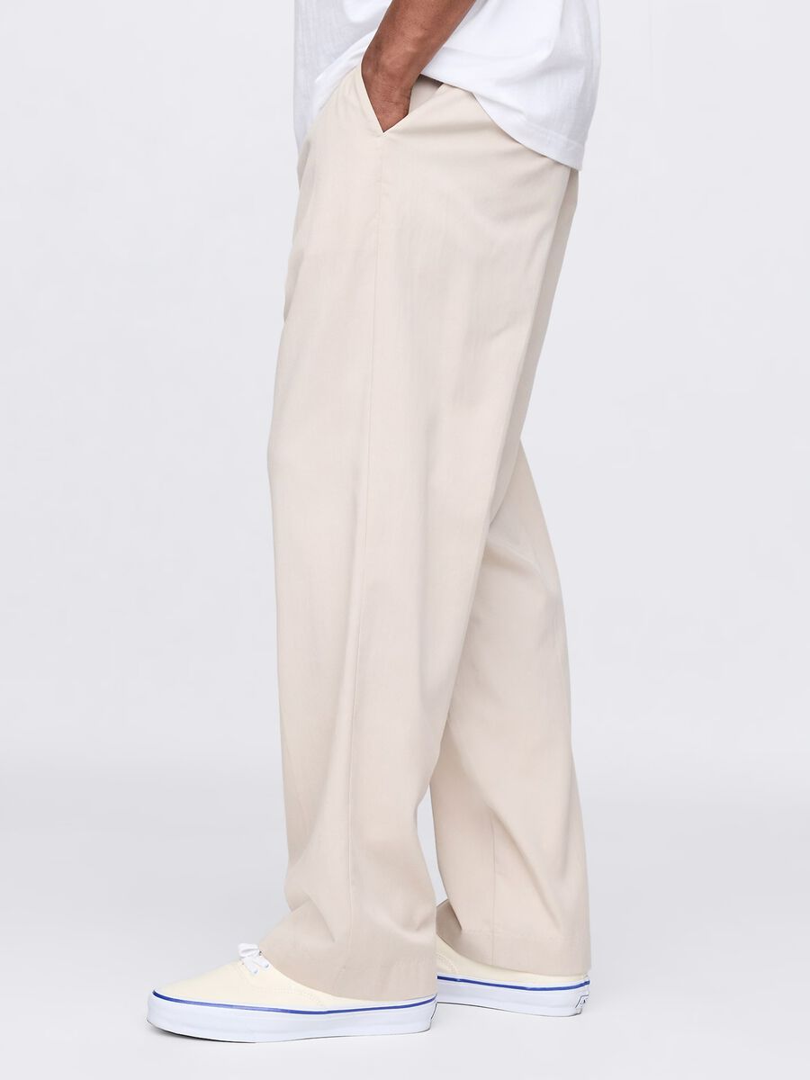 Beige wide-leg trousers in Lyocell and cotton_3