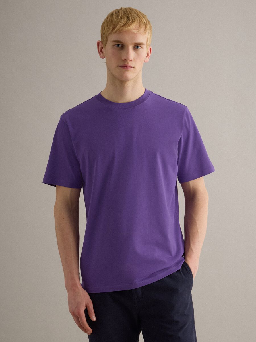T-shirt girocollo in puro cotone viola relaxed fit_0