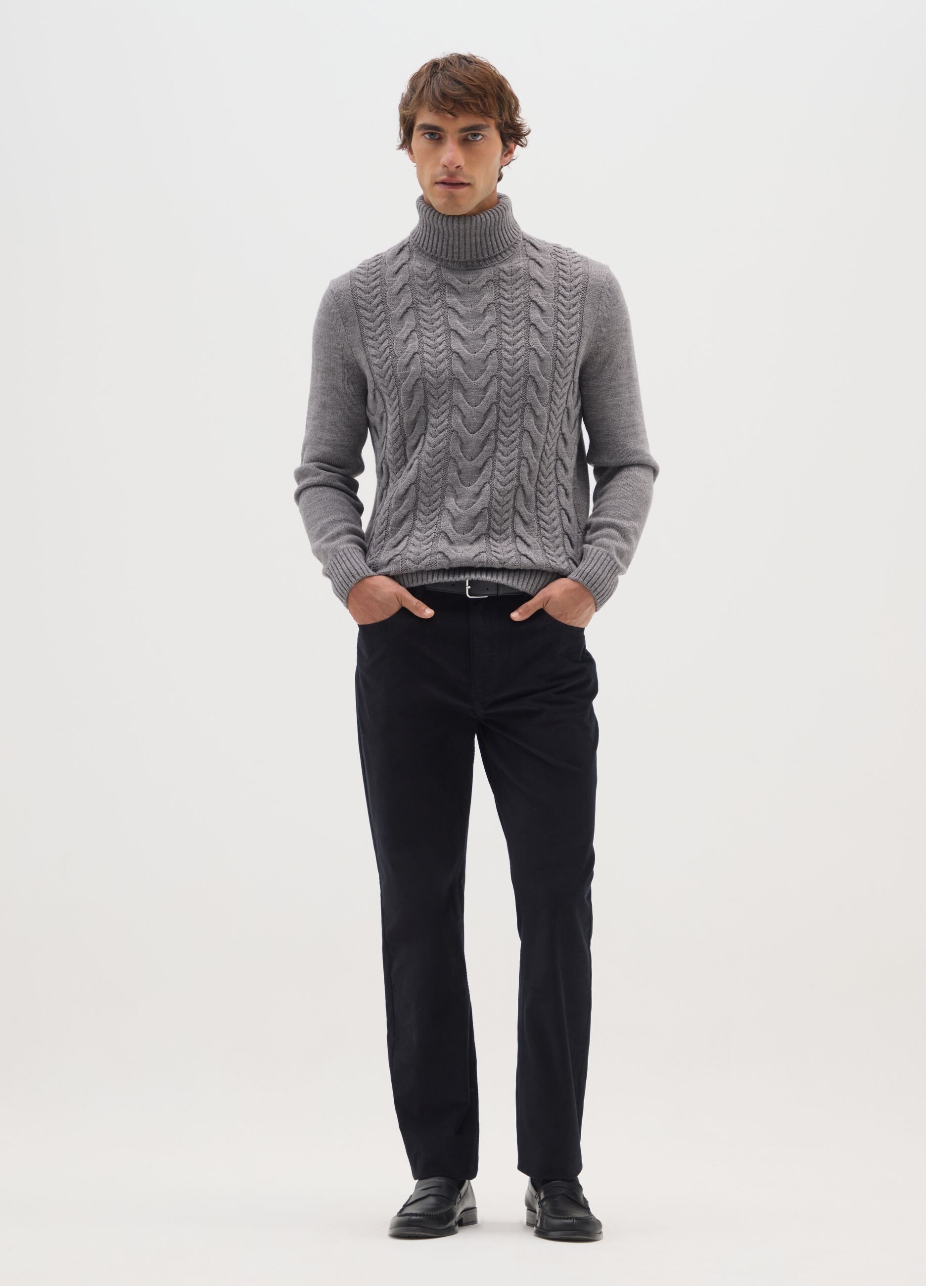 Black Slim Fit Stretch Cotton Trousers