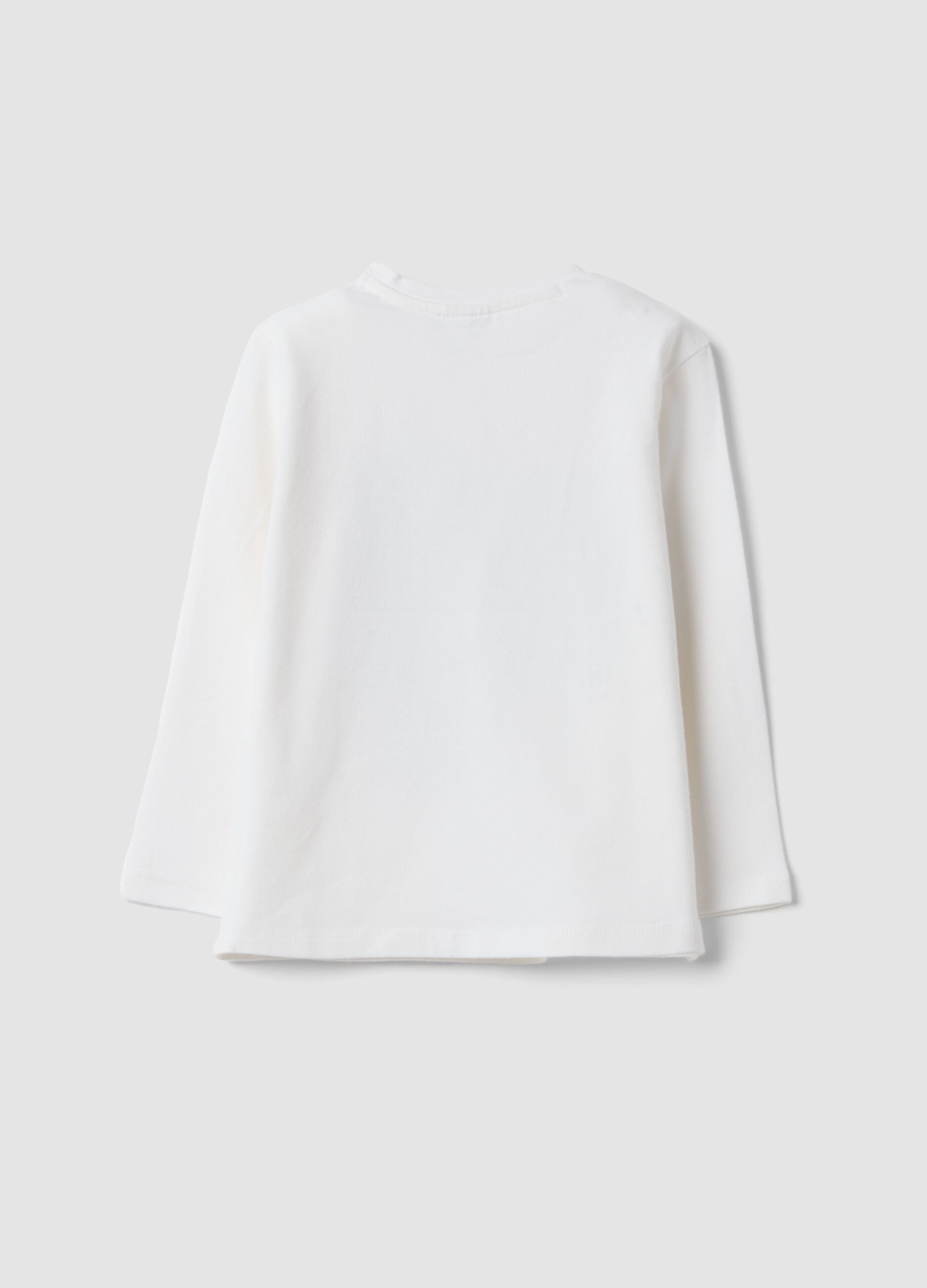 T-shirt bianca girocollo in cotone organico elasticizzato