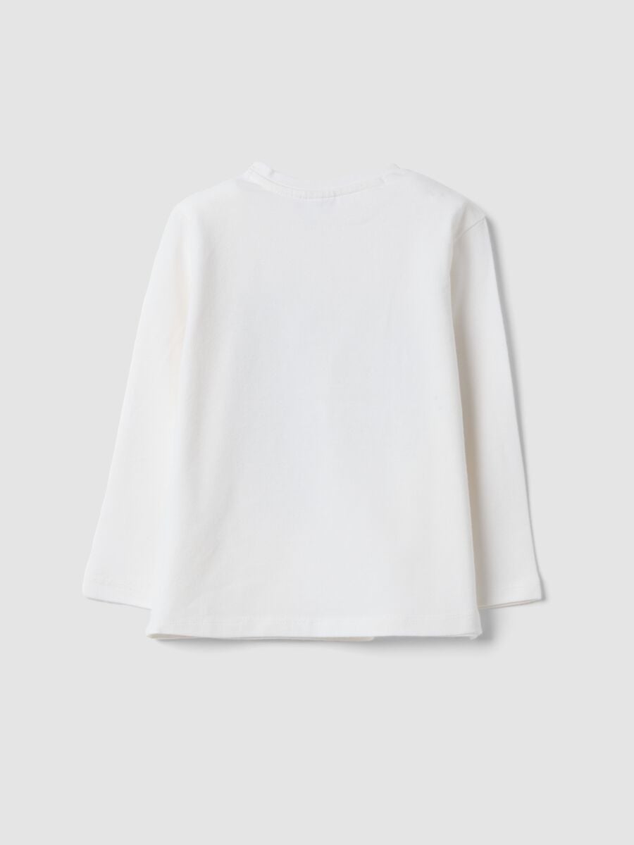 White crew-neck T-shirt in organic stretch cotton_1