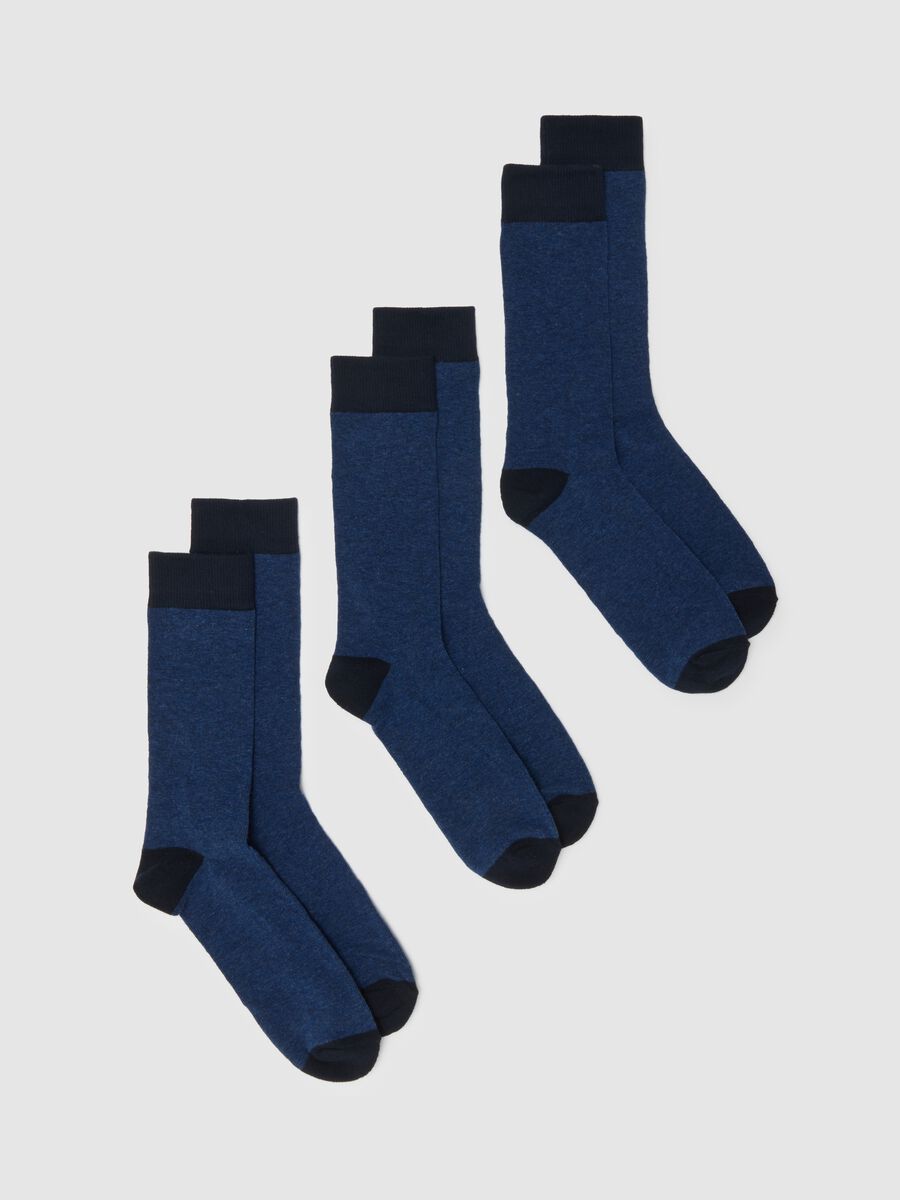 Black Mixed Cotton Long Socks Tripack_0