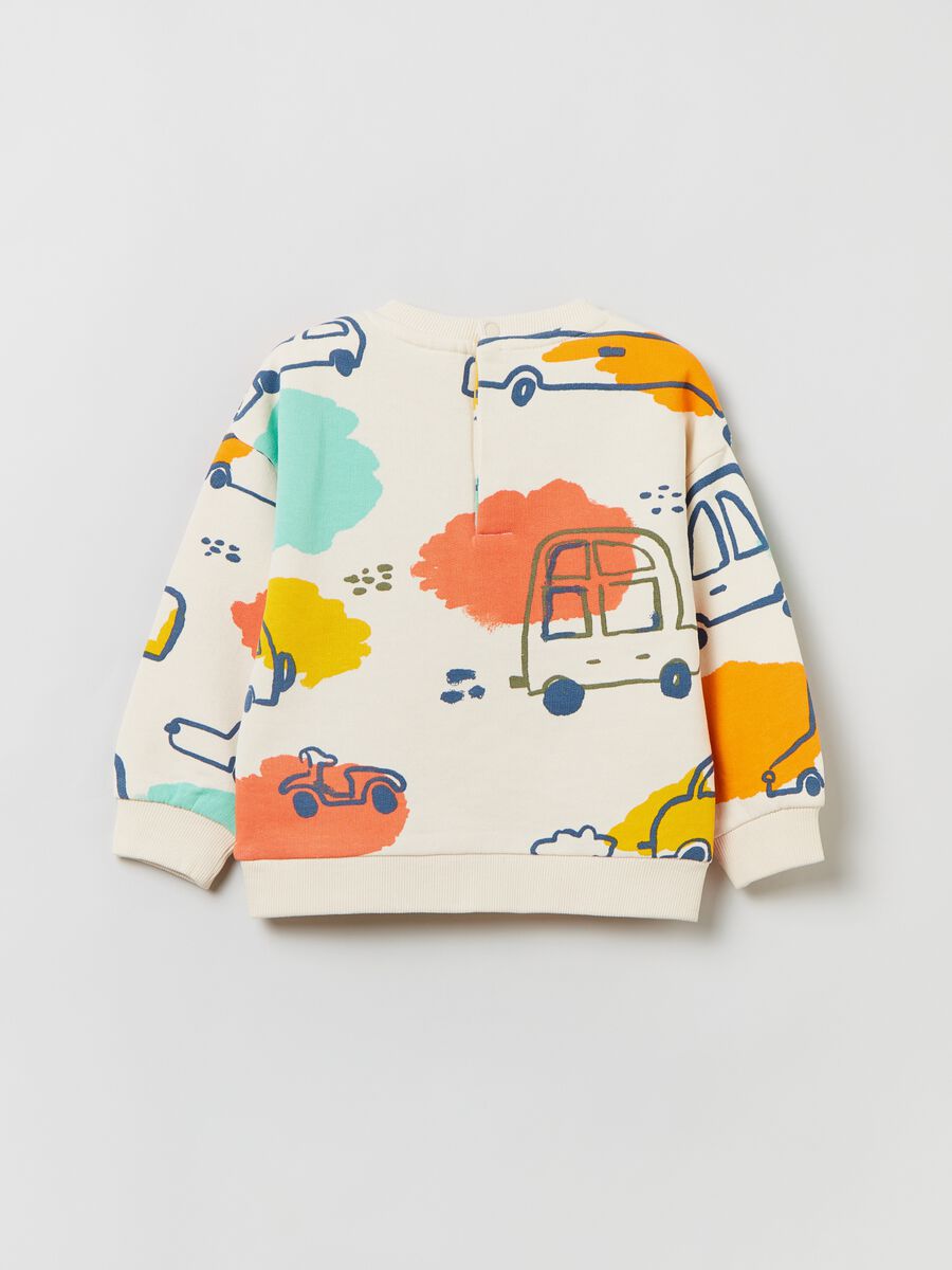 Sweatshirt with round neck and cars print_1