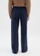 Regular fit blue velvet and cotton trousers_2
