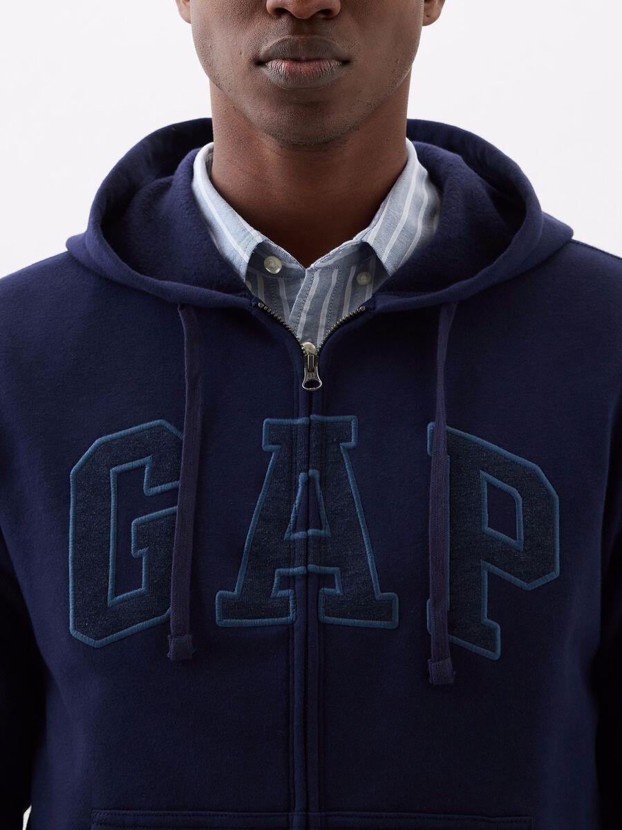 Full-zip fleece sweatshirt with logo embroidery_0