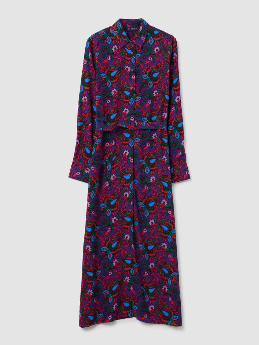 Multicolour dress with long sleeves and buttons_0