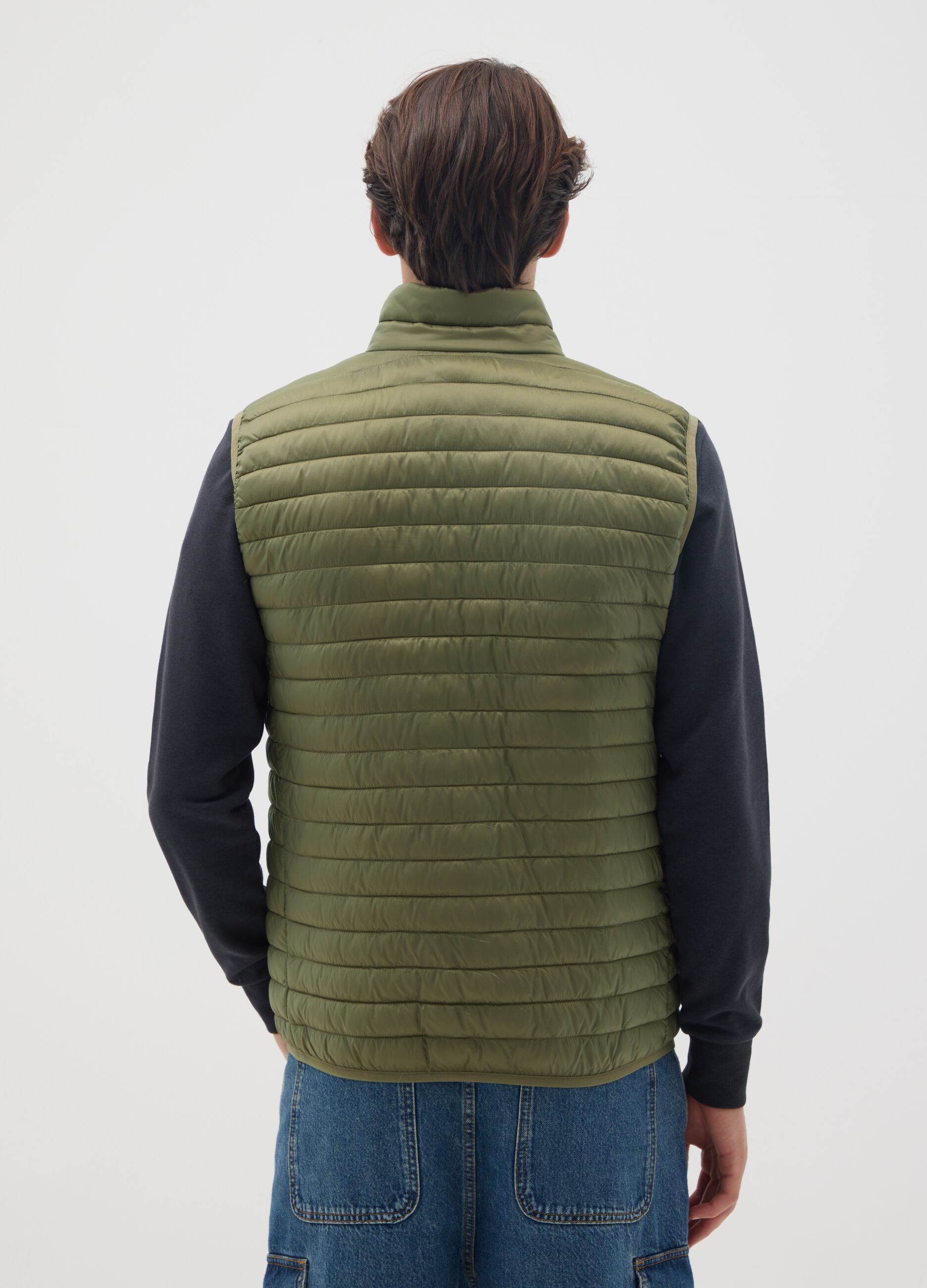 Gilet in misto verde regular fit