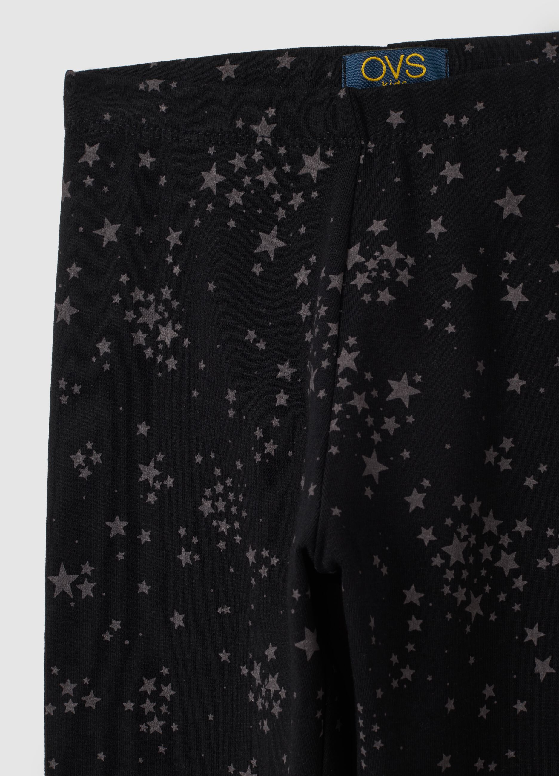 Leggings da bambina in cotone elasticizzato nero skinny