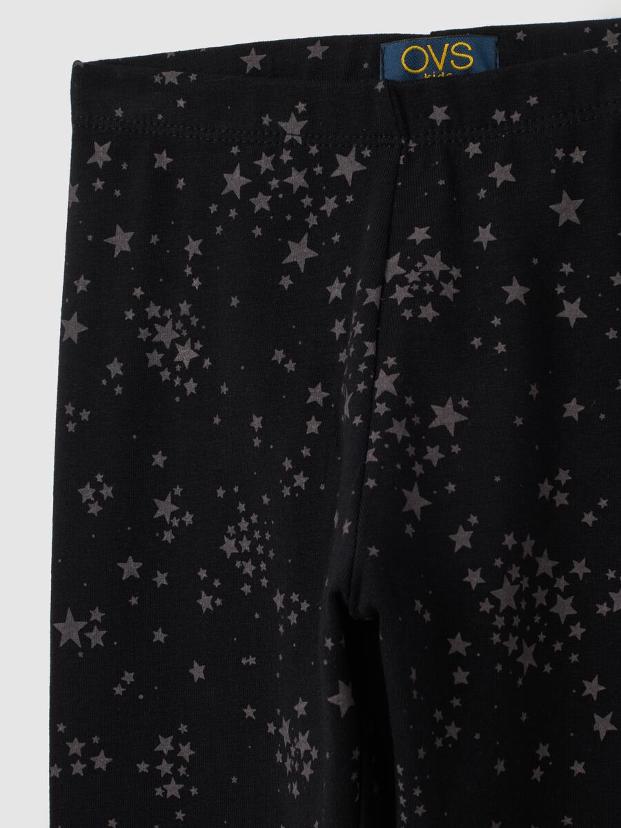 Leggings da bambina in cotone elasticizzato nero skinny_2