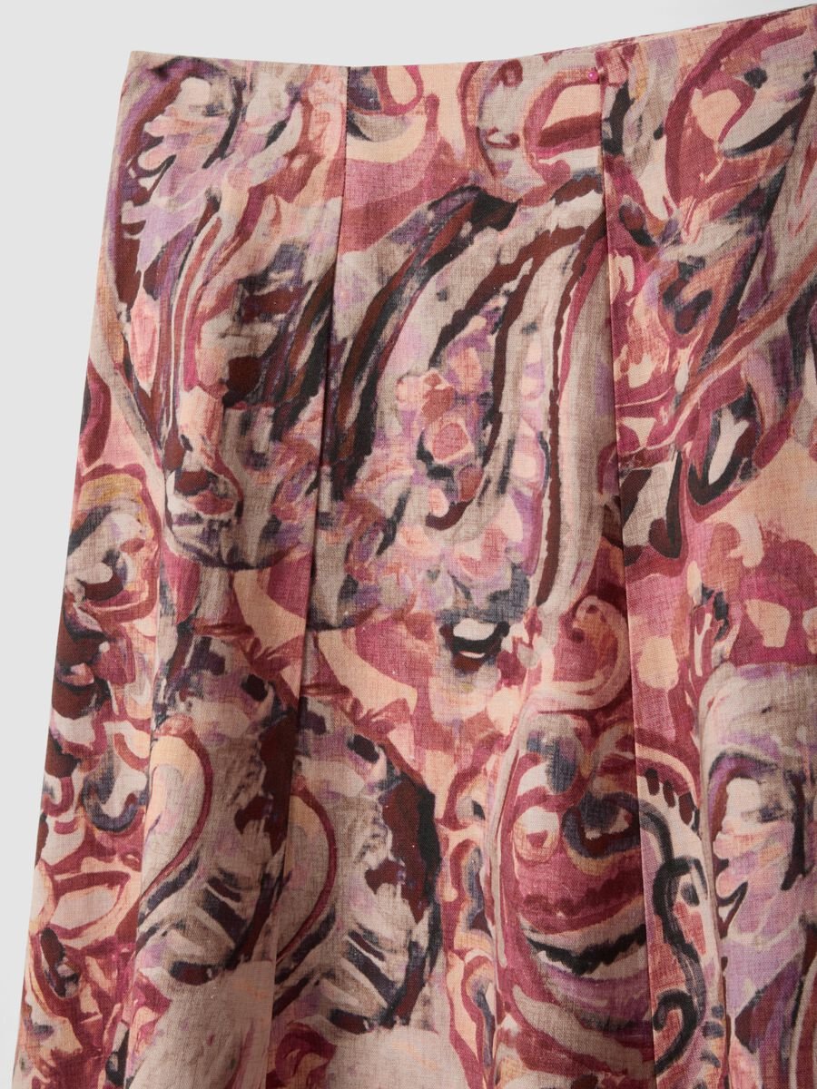 Gonna midi multicolor in misto cotone e lino_1