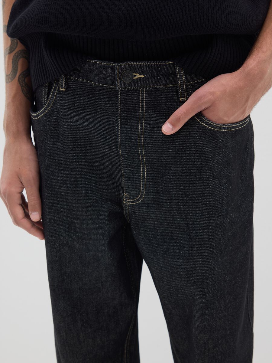 Black Baggy Jeans in Pure Cotton_4