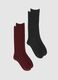 Two-pack long socks in black and red stretch fabric_0